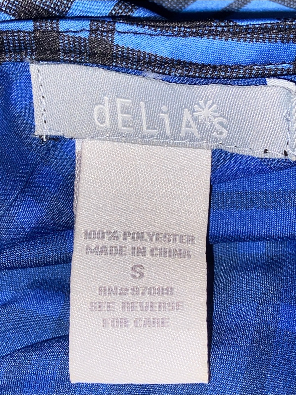 DELIAS BLUE & BLACK PLAID DRESS Mini Sleeveless Summer - Picture 3 of 3